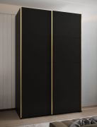 Armoire / Armoire à portes coulissantes | 245,5 x 150 x 64 cm | 2 portes coulissantes | 2 tringles à vêtements | 6 étagères | 6 compartiments | Couleur : noir | Fermeture en douceur