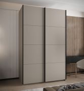 Armoire / Armoire à portes coulissantes | 6 compartiments | 245,5 x 150 x 64 cm | 2 portes coulissantes | 2 tringles à vêtements | 6 étagères | Couleur : cachemire | Fermeture en douceur