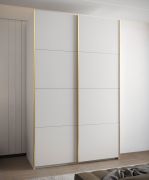 Penderie / Armoire à portes coulissantes / ABS protection des bords / 245,5 x 160 x 64 cm / 11 compartiments / 2 tringles à vêtements / 2 portes coulissantes / Couleur : Blanc / Soft-Close