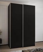Armoire / Armoire à portes coulissantes | Chants en ABS | 245,5 x 160 x 64 cm | 2 portes coulissantes | 11 compartiments | 2 tringles à vêtements | 10 étagères | Couleur : noir