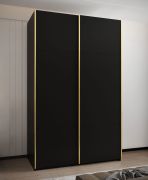 Armoire / Armoire à portes coulissantes | 2 portes coulissantes | 2 tringles à vêtements | 245,5 x 160 x 64 cm | 11 compartiments | 10 étagères | Couleur : noir | Fermeture en douceur