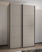 Penderie / Armoire à portes coulissantes / ABS protection des bords / 245,5 x 160 x 64 cm / 11 compartiments / 2 portes coulissantes / 2 tringles à vêtements / Couleur : Cachemire / Soft-Close