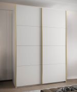 Penderie / Armoire à portes coulissantes / 245,5 x 170 x 64 cm / Soft-Close / 2 tringles à vêtements / 2 portes coulissantes / 11 compartiments / ABS protection des bords / Couleur : Blanc