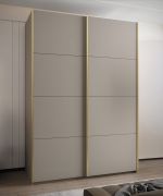 Armoire / Armoire à portes coulissantes | Chants en ABS | 11 compartiments | 245,5 x 170 x 64 cm | 10 étagères | 2 tringles à vêtements | 2 portes coulissantes | Couleur : cachemire