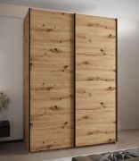 Armoire à portes coulissantes / Armoire à vêtements | 2 portes coulissantes | 2 tringles à vêtements | 245,5 x 180 x 64 cm | 11 compartiments | 10 étagères | Couleur : chêne Artisan