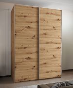 Armoire / Armoire à portes coulissantes | 11 compartiments | 245,5 x 180 x 64 cm | 2 tringles à vêtements | 2 portes coulissantes | 10 étagères | Couleur : chêne Artisan