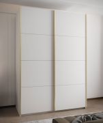 Armoire à portes coulissantes / Penderie / 2 portes coulissantes / 2 tringles à vêtements / 11 compartiments / 245,5 x 180 x 64 cm / 6 étagères / Couleur : Blanc / Soft-Close