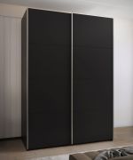 Armoire à portes coulissantes / Armoire à vêtements | 2 tringles | 245,5 x 180 x 64 cm | 2 portes coulissantes | 11 compartiments | 10 étagères | Couleur : noir | Fermeture en douceur