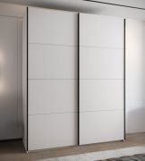 Armoire à portes coulissantes / Penderie / 245,5 x 100 x 64 cm / 11 compartiments / 6 étagères / 2 tringles à vêtements /2 portes coulissantes / Couleur : Blanc / Soft-Close