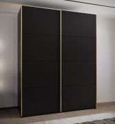 Armoire / Armoire à portes coulissantes | 245,5 x 190 x 64 cm | 2 portes coulissantes | 2 tringles à vêtements | 10 étagères | 11 compartiments | Couleur : noir | Fermeture en douceur
