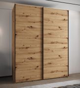 Armoire / Armoire à portes coulissantes | 245,5 x 200 x 64 cm | 11 compartiments | 10 étagères | 2 tringles à vêtements | 2 portes coulissantes | Couleur : chêne Artisan