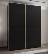 Armoire / Armoire à portes coulissantes | 10 étagères | 245,5 x 200 x 64 cm | 11 compartiments | 2 portes coulissantes | 2 tringles à vêtements | Couleur : noir | Fermeture amortie