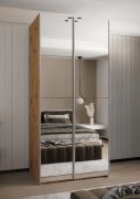 Armoire / Armoire à portes coulissantes | 6 compartiments | 245,5 x 100 x 64 cm | 2 tringles à vêtements | 6 tablettes | 2 portes coulissantes | Couleur : chêne Artisan