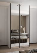 Penderie / Armoire à portes coulissantes / 2 portes coulissantes / 2 tringles à vêtements / 245,5 x 100 x 64 cm / 6 étagères / 6 compartiments / Couleur : Blanc / Soft-Close