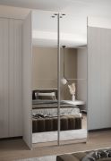 Penderie / Armoire à portes coulissantes / 245,5 x 100 x 64 cm / 2 tringles à vêtements / 2 portes coulissantes / 6 compartiments / 6 étagères / Couleur : Blanc / Soft-Close