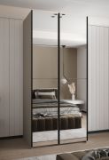 Armoire / Armoire à portes coulissantes | 2 tringles | 6 compartiments | 245,5 x 100 x 64 cm | 6 étagères | 2 portes coulissantes | Couleur : cachemire