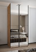 Armoire à 7 portes coulissantes | 6 étagères | 6 compartiments | 245,5 x 110 x 64 cm | 2 tringles à vêtements | 2 portes coulissantes | Couleur : chêne Artisan