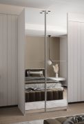 Penderie / armoire à portes coulissantes / 6 compartiments / 245,5 x 110 x 64 cm / 6 étagères / 2 tringles à vêtements / 2 portes coulissantes / Couleur : Blanc / Soft-Close