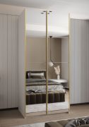 Penderie / Armoire à portes coulissantes / 245,5 x 110 x 64 cm / 6 compartiments / 6 étagères / 2 tringles à vêtements / 2 portes coulissantes / Couleur : Blanc / Soft-Close