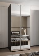 Armoire / Armoire à portes coulissantes | Fermeture en douceur | 245,5 x 110 x 64 cm | 6 tringles à vêtements | 2 portes coulissantes | 6 compartiments | 2 tringles à vêtements | Couleur : noir
