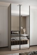 Armoire / Armoire à portes coulissantes | 245,5 x 110 x 64 cm | 6 compartiments | 2 tringles à vêtements | Fermeture en douceur | 2 portes coulissantes | Couleur : cachemire | 6 étagères