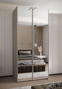 Armoire / Armoire à portes coulissantes | 6 étagères | 6 compartiments | 245,5 x 110 x 6 cm | 2 portes coulissantes | 2 tringles à vêtements | Couleur : cachemire | Fermeture en douceur