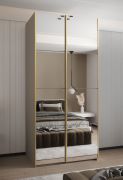 Armoire / Armoire à portes coulissantes | 245,5 x 110 x 64 cm | 2 tringles à vêtements | 6 compartiments | Fermeture en douceur | 2 portes coulissantes | 6 étagères | Couleur : cachemire