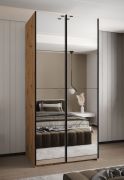 Armoire / Armoire à portes coulissantes | Fermeture en douceur | 2 tringles à vêtements | 245,5 x 120 x 64 cm | 2 portes coulissantes | 6 étagères | Couleur : chêne Artisan