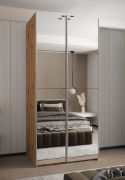 Armoire / Armoire à portes coulissantes | Fermeture en douceur | 245,5 x 120 x 64 cm | 2 tringles à vêtements | 2 portes coulissantes | 6 étagères | Couleur : chêne Artisan