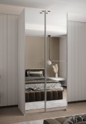 Penderie / Armoire à portes coulissantes / 245,5 x 120 x 64 cm / 6 compartiments / 6 étagères / 2 tringles à vêtements / 2 portes coulissantes / Couleur : Blanc / Soft-Close