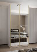 Penderie / Armoire à portes coulissantes / 245,5 x 120 x 64 cm / 6 compartiments / Soft-Close / 6 étagères / 2 tringles à vêtements / 2 portes coulissantes / Couleur : Blanc