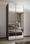 Armoire / Armoire à portes coulissantes | 6 compartiments | Fermeture en douceur | 245,5 x 120 x 64 cm | 6 étagères | 2 tringles à vêtements | 2 portes coulissantes | Couleur : noir