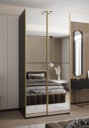 Armoire / Armoire à portes coulissantes | 2 portes coulissantes | 2 tringles à vêtements | 245,5 x 120 x 64 cm | 6 compartiments | 6 étagères | Couleur : noir | Fermeture en douceur