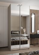 Armoire / Armoire à portes coulissantes | 245,5 x 120 x 64 cm | 6 compartiments | 6 étagères | 2 portes coulissantes | Fermeture en douceur | 2 tringles à vêtements | Couleur : cachemire
