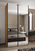 Armoire / Armoire à portes coulissantes | 245,5 x 120 x 64 cm | 2 tringles à vêtements | 2 portes coulissantes | 6 étagères | Fermeture en douceur | Couleur : chêne Artisan