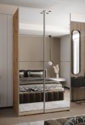 Armoire / Armoire à portes coulissantes | 245,5 x 120 x 64 cm | 2 tringles à vêtements | 2 portes coulissantes | 6 étagères | 6 compartiments | Couleur : chêne Artisan | Fermeture en douceur