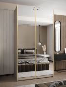 Armoire / Armoire à portes coulissantes | 245,5 x 130 x 64 cm | 2 tringles | 2 portes coulissantes | 6 compartiments | Couleur : cachemire | Fermeture en douceur | Chants en ABS