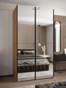 Armoire / Armoire à portes coulissantes | 245,5 x 140 x 64 cm | 2 tringles à vêtements | 2 portes coulissantes | Miroir | Bords en ABS | Couleur : Chêne Artisan