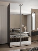 Armoire / Armoire à portes coulissantes | Miroir | 2 tringles à vêtements | Fermeture en douceur | 245,5 x 140 x 64 cm | 2 portes coulissantes | 6 compartiments | Couleur : noir