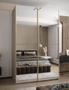 Armoire / Armoire à portes coulissantes | 6 compartiments | 245,5 x 150 x 64 cm | Couleur : cachemire | 2 tringles à vêtements | 2 portes coulissantes | Fermeture en douceur | Chants en ABS