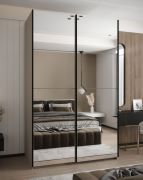 Armoire / Armoire à portes coulissantes | Fermeture en douceur | 11 compartiments | 245,5 x 160 x 64 cm | 2 tringles à vêtements | Couleur : cachemire | 2 portes coulissantes | Miroir
