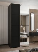 Armoire / Armoire à portes coulissantes | 2 tringles | Couleur : noir | Miroir | Fermeture en douceur | 245,5 x 100 x 64 cm | 2 portes coulissantes | 6 compartiments