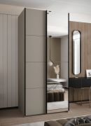Penderie / Armoire à portes coulissantes / Couleur : Cachemire / Miroir / 245,5 x 110 x 64 cm / 6 compartiments / 2 tringles à vêtements / 2 portes coulissantes / Soft-Close