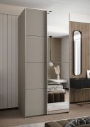 Armoire / Armoire à portes coulissantes | 245,5 x 110 x 64 cm | 6 compartiments | 2 tringles à vêtements | Fermeture en douceur | 2 portes coulissantes | Miroir | Couleur : cachemire