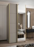 Armoire / Armoire à portes coulissantes | Couleur : cachemire | 245,5 x 110 x 64 cm | 2 tringles | Fermeture en douceur | Miroir | 2 portes coulissantes | 6 compartiments