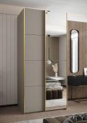 Armoire / Armoire à portes coulissantes | Couleur : cachemire | Fermeture en douceur | 2 tringles | 245,5 x 120 x 64 cm | Miroir | 2 portes coulissantes | 6 compartiments