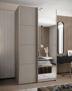 Armoire / Armoire à portes coulissantes | Couleur : cachemire | 2 tringles | 245,5 x 130 x 64 cm | Miroir | Fermeture en douceur | 2 portes coulissantes | 6 compartiments