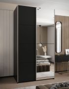 Armoire / Armoire à portes coulissantes | Couleur : noir | 6 compartiments | 2 tringles à vêtements | Couleur : noir | 2 portes coulissantes | 245,5 x 140 x 64 cm | Chants en ABS