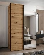 Armoire / Armoire à portes coulissantes | 245,5 x 150 x 64 cm | 6 compartiments | Couleur : chêne Artisan | 2 tringles à vêtements | 2 portes coulissantes | Fermeture amortie | Miroir
