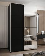 Armoire / Armoire à portes coulissantes | Couleur : noir | 2 tringles | 245,5 x 150 x 64 cm | Fermeture en douceur | 2 portes coulissantes | Miroir | 6 compartiments